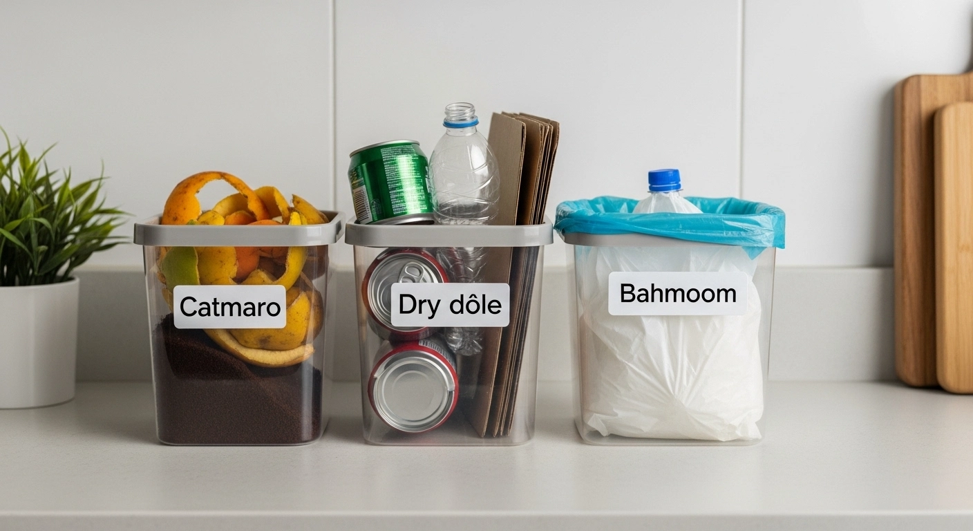 Texto simples para explicar separação de lixo em casa