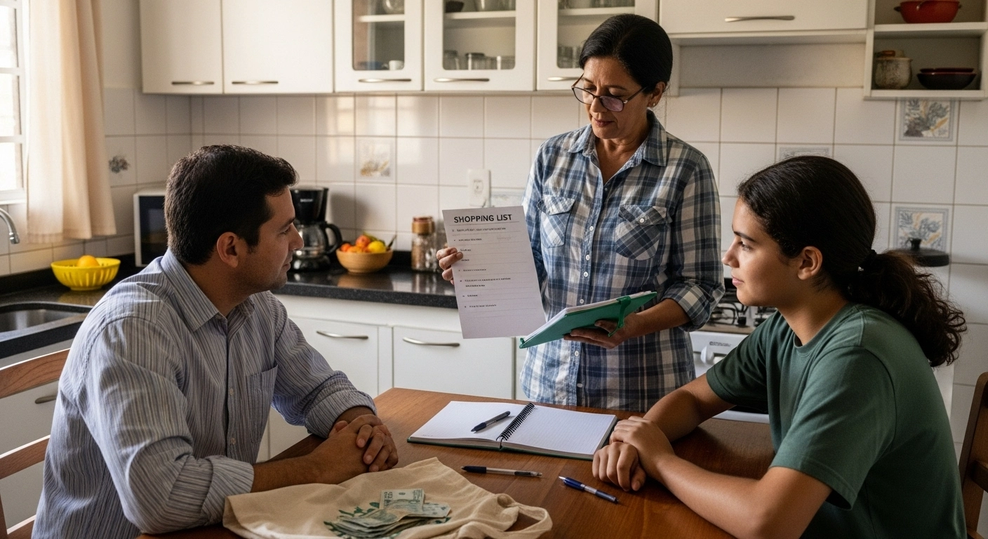 Mensagem simples para explicar escolhas de consumo à família
